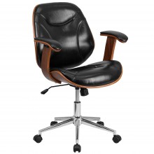 Black-Leather-Ergonomic-Swivel-Mid-Back-Chair-1