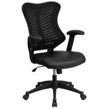 Black-Mesh-Swivel-Ergonomic-Chair-with-Adjustable-Arms-1