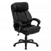 Swivel-Ergonomic-Office-Chair-Black-Leather-1