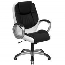 Swivel-Mid-Back-Black-White-Leather-Chair-1