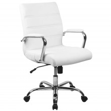 White-Chrome-Swivel-Leather-Chair-Adjustable-1